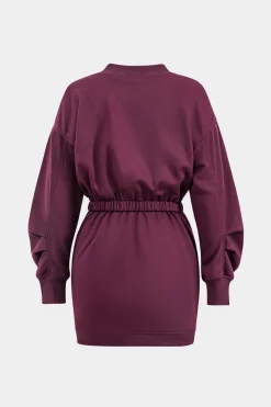 Letter Pattern V-Neck Long Sleeve Mini Dress