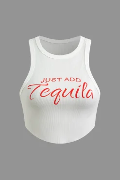Letter Print Crop Tank Top
