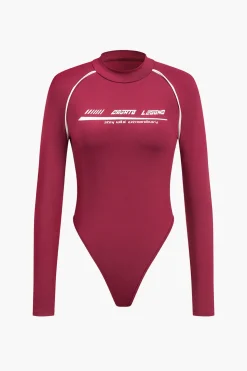 Letter Print Long Sleeve Bodysuit