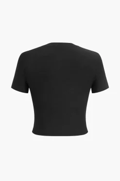 Letter Print Short Sleeve Round Neck T-Shirt