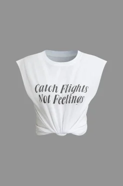 Letter Print Sleeveless T-shirt