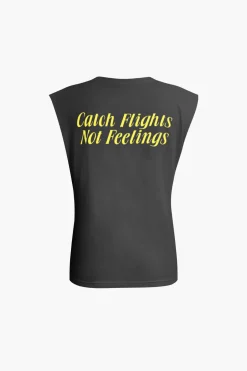 Letter Print Sleeveless T-shirt