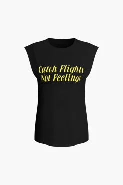 Letter Print Sleeveless T-shirt