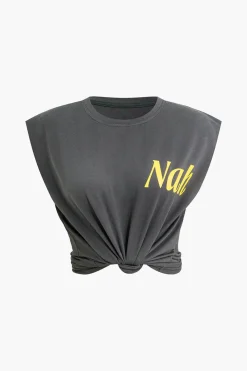 Letter Print Sleeveless T-shirt
