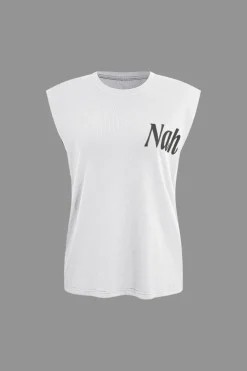 Letter Print Sleeveless T-shirt