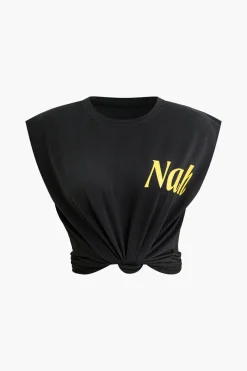Letter Print Sleeveless T-shirt