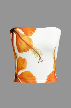 Lily Print Strapless Top