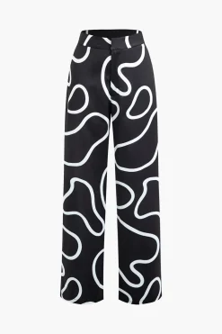 Line Print Straight Leg Pants