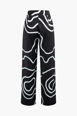 Line Print Straight Leg Pants