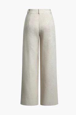 Linen Asymmetrical Zipper Straight Leg Pants