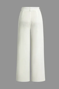 Linen Asymmetrical Zipper Straight Leg Pants