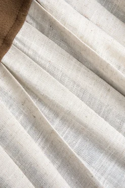 Linen Button Patchwork Pleated Skirt