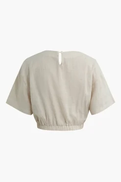 Linen Crop Short Sleeve Shirt