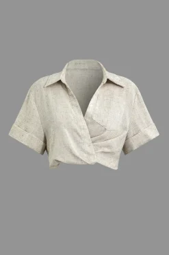 Linen Cross Crop Shirt