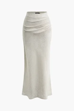 Linen Ruched Mermaid Maxi Skirt