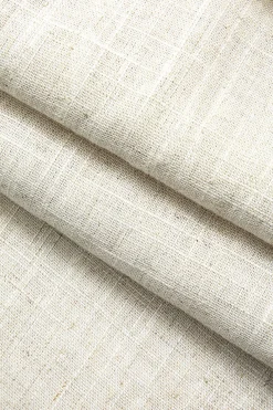 Linen Ruched Slit Midi Dress