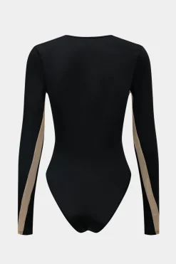 Long Sleeve Patchwork Mesh Bodysuit