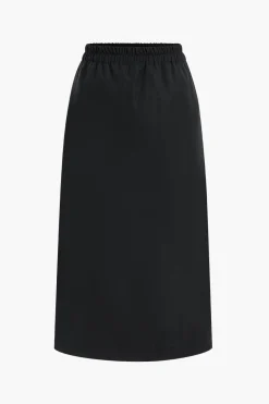 Long Sleeve Pocket Top And Skirt Set