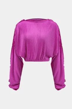 Long-Sleeve Top And High Waist Wide Leg Trousers Set