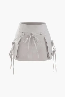 Low Rise Tie Cargo Mini Skirt