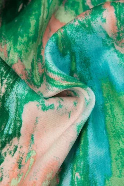 Marble Print High Waisted Full-length Straight Leg Pants
