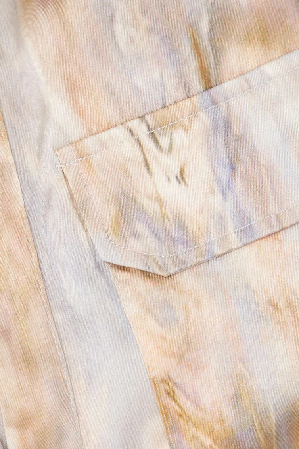 Marble Print Twist Hem Crop Shirt
