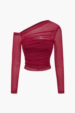 Mesh Asymmetrical Long-Sleeve Top