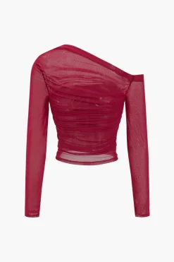 Mesh Asymmetrical Long-Sleeve Top