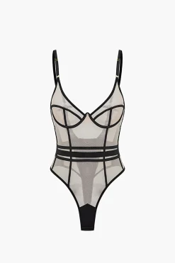 Mesh Backless Sheer Sleeveless Bodysuit