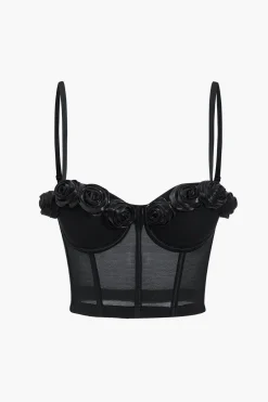 Mesh Bustier Appliques Cami Top