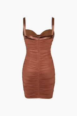 Mesh Draped Bodycon Mini Dress