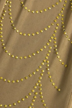 Mesh Sheer Rhinestone Maxi Dress