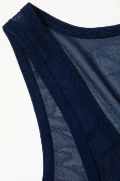 Mesh Square Neck Sleeveless Maxi Dress