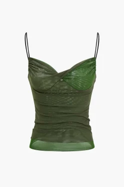 Mesh Twist Knot Cami Top