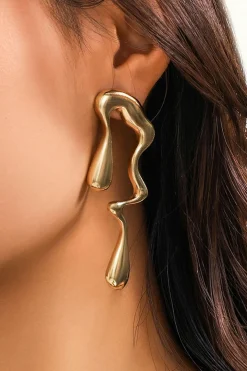 Metal Drop Asymmetrical Earrings