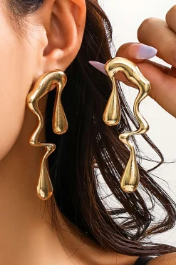 Metal Drop Asymmetrical Earrings