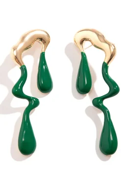 Metal Drop Asymmetrical Earrings