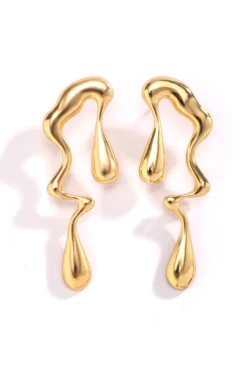 Metal Drop Asymmetrical Earrings