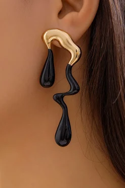 Metal Drop Asymmetrical Earrings