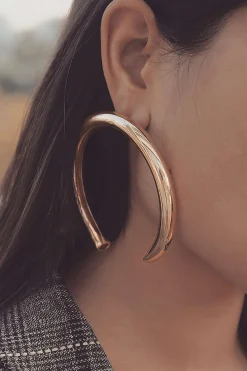 Metal Exaggerated Geometric Semicircular Earrings