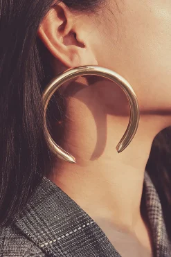 Metal Exaggerated Geometric Semicircular Earrings