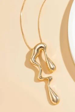 Metal Irregular Teardrop Liquid Design Necklace