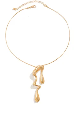 Metal Irregular Teardrop Liquid Design Necklace