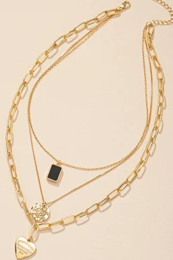 Metal Layered Heart Pendant Necklace