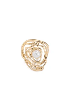 Metal Pearl Exaggerated Ring