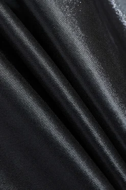 Metallic Asymmetric Hem Sleeveless Midi Dress