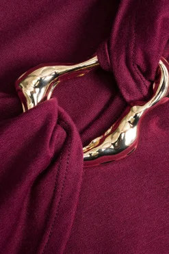 Metallic Asymmetrical Ruched Long Sleeve Bodysuit