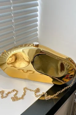 Metallic Box Shape Clutch Bag