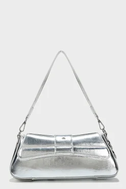 Metallic Buckle Shoulder Bag