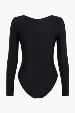 Metallic Button Cut Out One-Piece Swimsuit